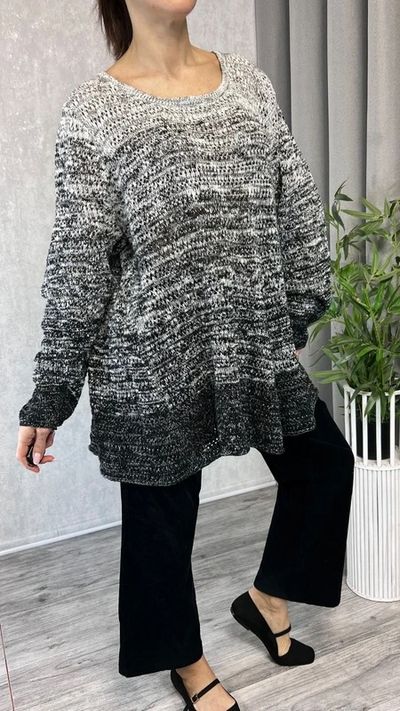 Sweter z ażurowym splotem oversize rozmiar 54 56 plus size