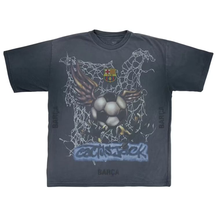 Travis Scott x FC Barcelona Washed Spray Logo Tee Black obraz 1
