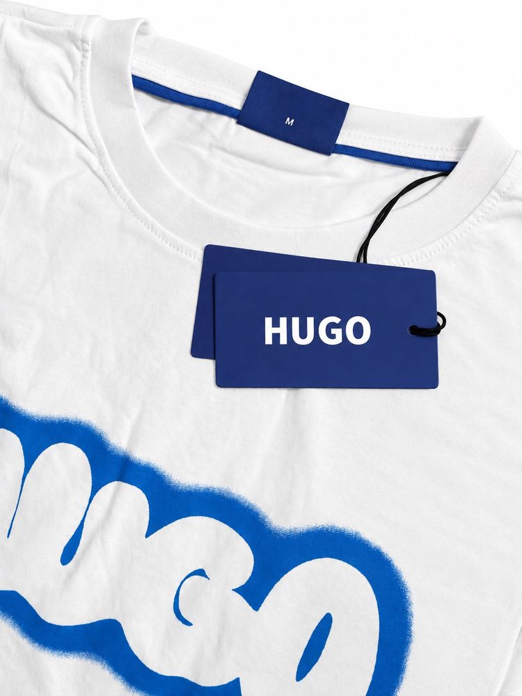 Hugo White T-Shirt With Blue Logo image 3