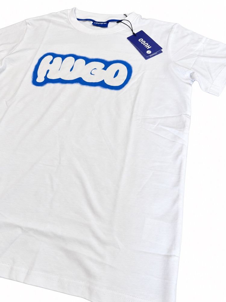 Hugo White T-Shirt With Blue Logo