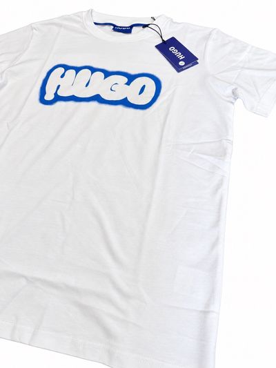 Hugo White T-Shirt With Blue Logo