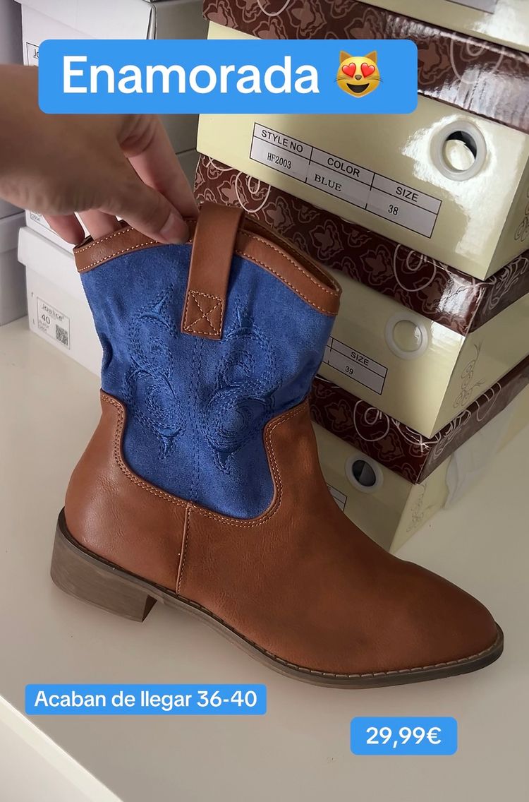     Bota Cowboy Azul y Chocolate image 1