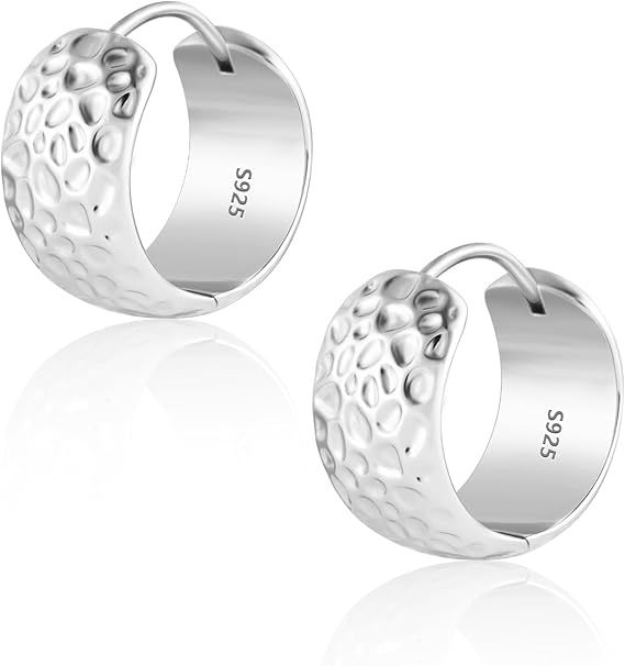 Silver Textured Hoop Earrings