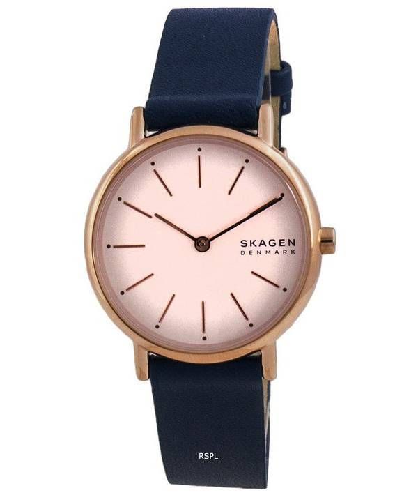 Immagine di Skagen Signatur White Dial Blue Leather Strap Quartz SKW2838 Women's Watch 1