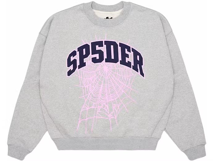 Sp5der Varsity Web Crewneck Heather Grey