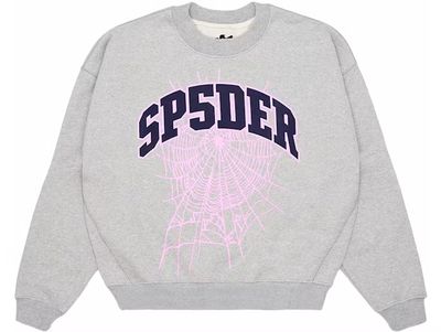 Sp5der Varsity Web Crewneck Heather Grey