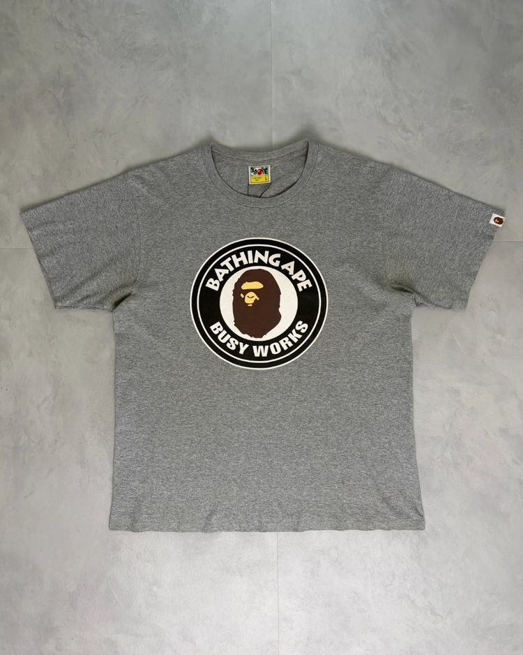Bape Busy Works Circle Classic Logo T Shirt grey - L image 1