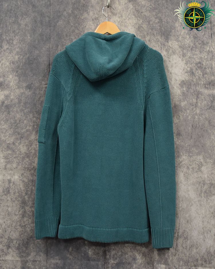 C.P Company Heavy Knit Lense Hoodie Teal 2