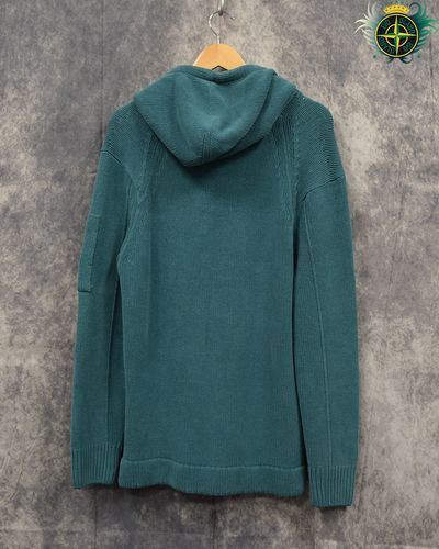C.P Company Heavy Knit Lense Hoodie Teal 2