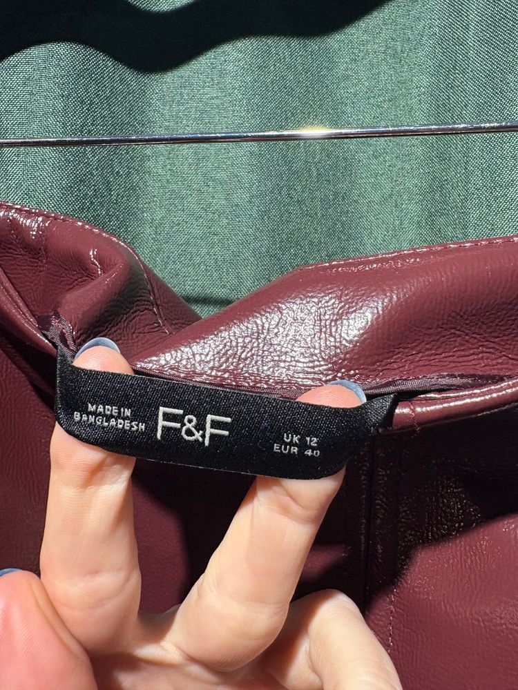 F&F Burgundy Leather Skirt image 2