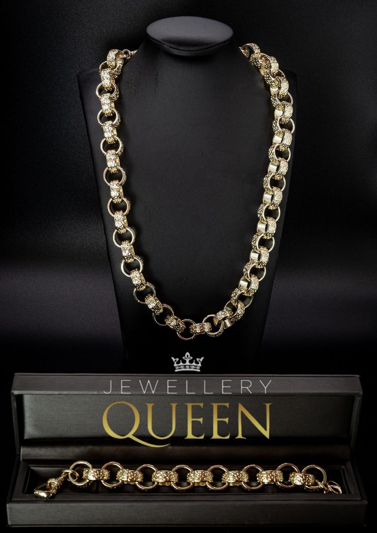 15mm Gold filled  Chain Necklace And Bracelet Set image 1