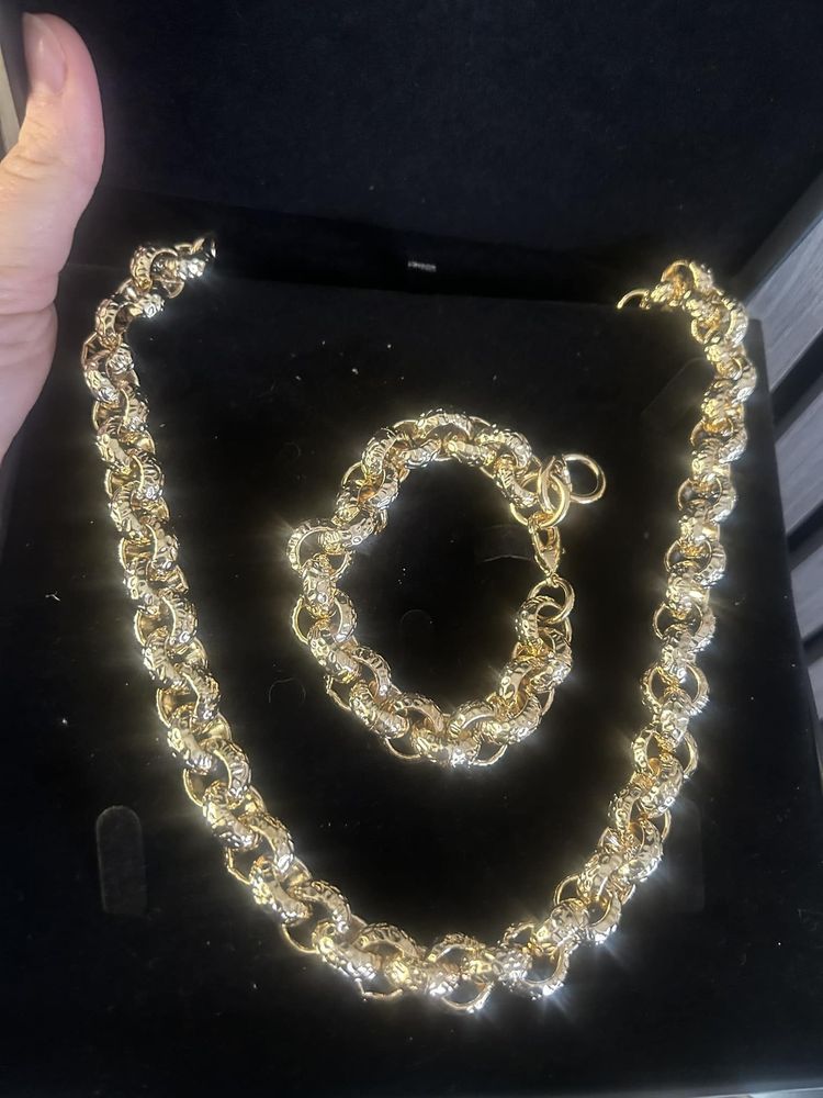 15mm Gold filled  Chain Necklace And Bracelet Set obraz 5
