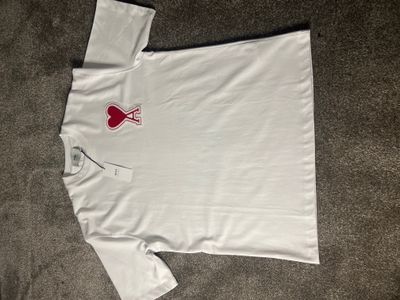 AMI white T-shirt with red heart logo