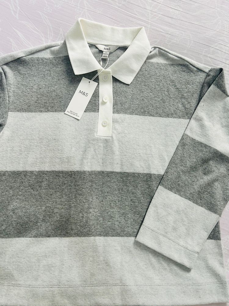 M&S Striped Long Sleeve Polo Shirt 8