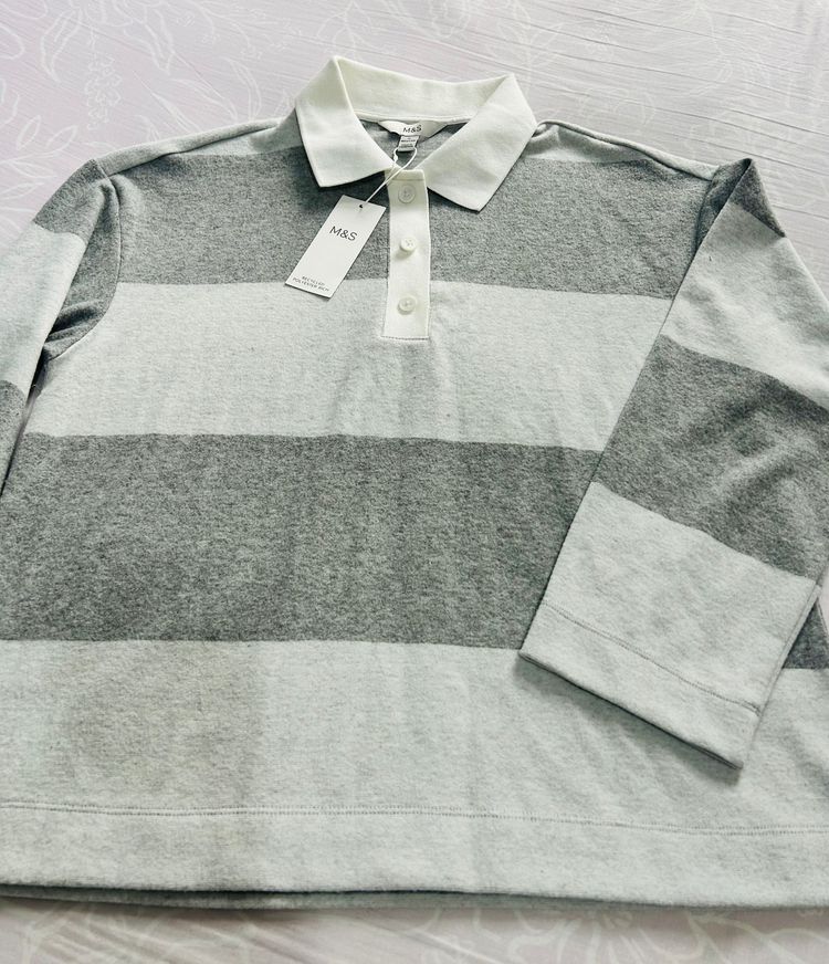 M&S Striped Long Sleeve Polo Shirt 7