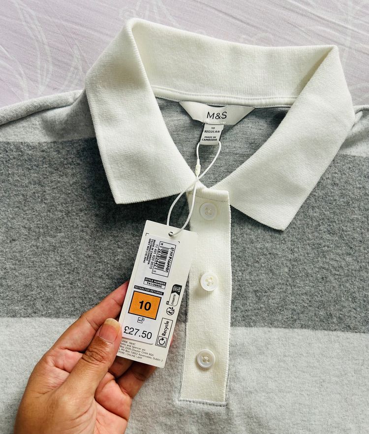 M&S Striped Long Sleeve Polo Shirt 3
