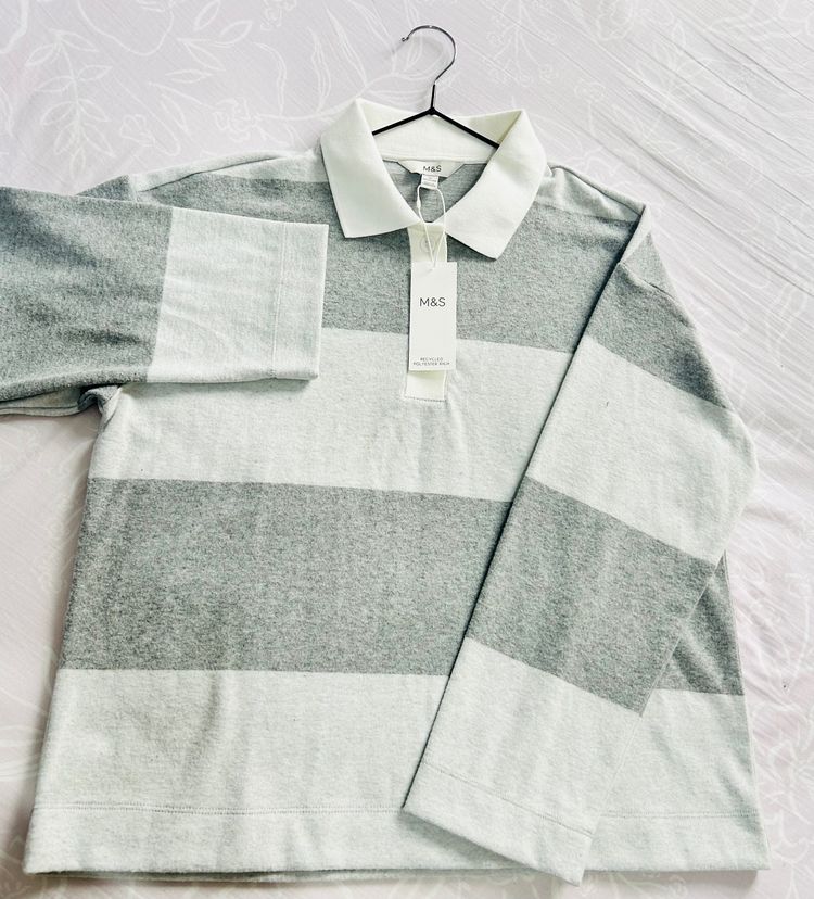 M&S Striped Long Sleeve Polo Shirt 6