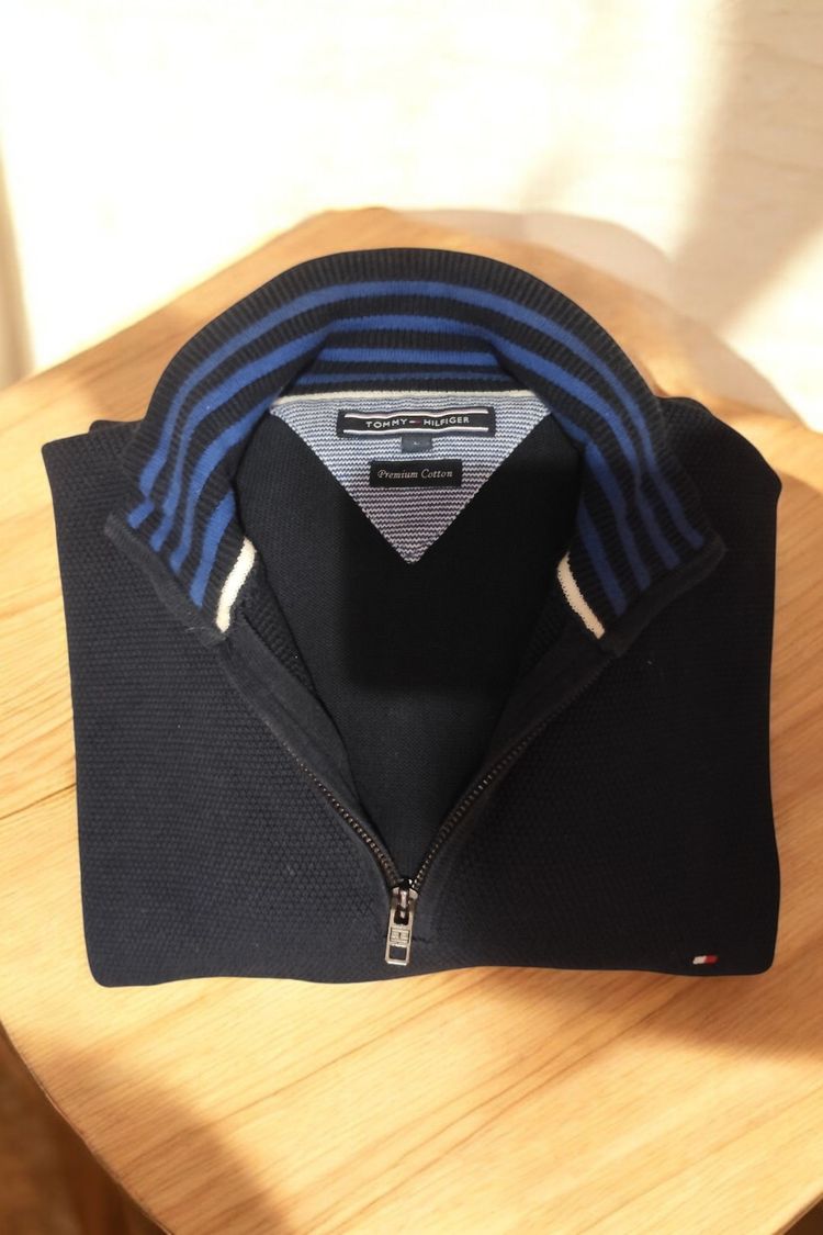 Tommy Hilfiger Men'S Navy Blue Quarter-Zip Sweater image 2