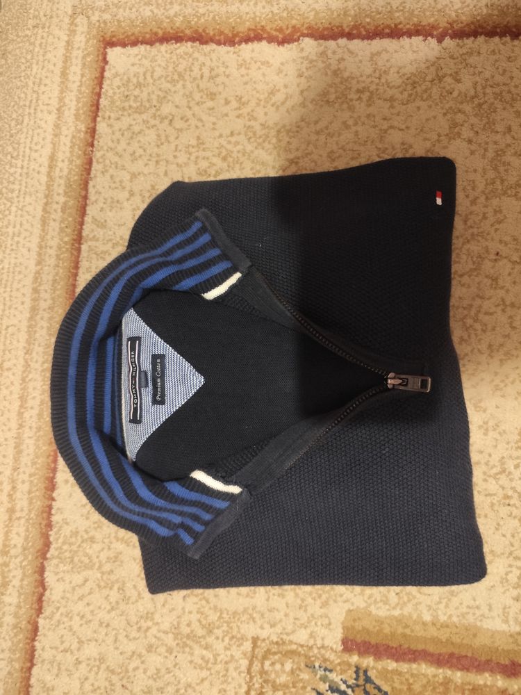 Tommy Hilfiger Men'S Navy Blue Quarter-Zip Sweater image 4