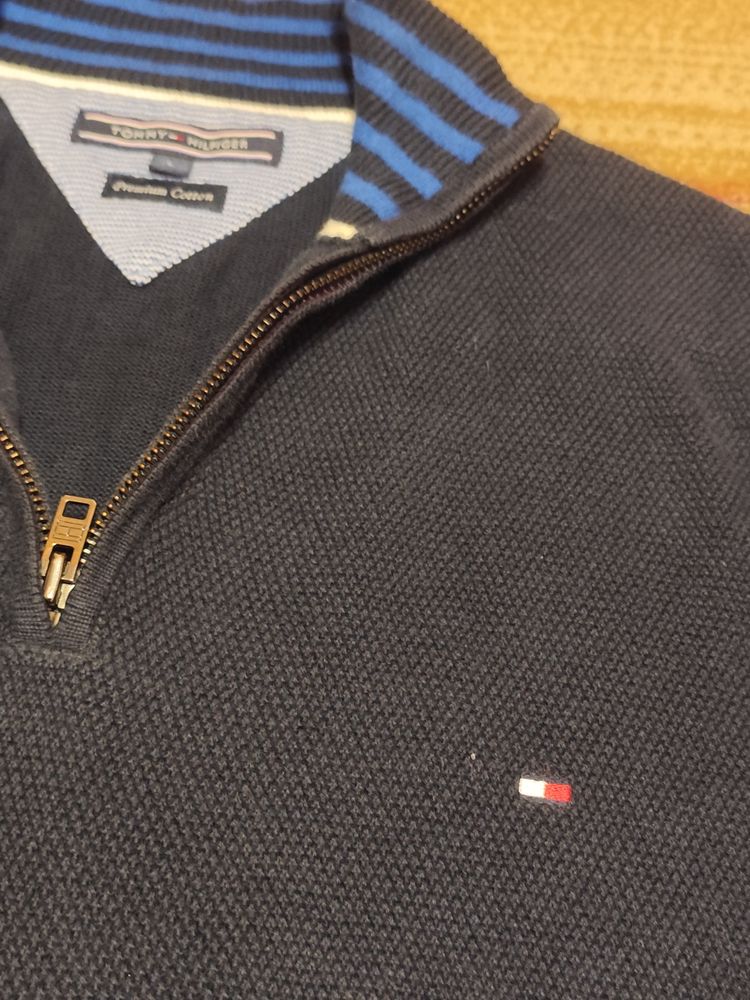 Tommy Hilfiger Men'S Navy Blue Quarter-Zip Sweater image 6