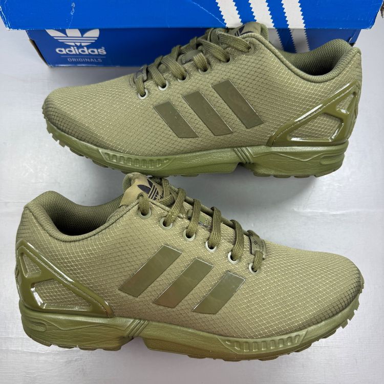 Adidas Originals ZX Flux Size UK 9 Olive Green Army Running Mens Trainers CG3399 image 1