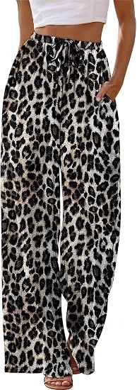 Leopard Print Wide-Leg Pants imagen 4
