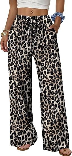 Leopard Print Wide-Leg Pants imagen 3