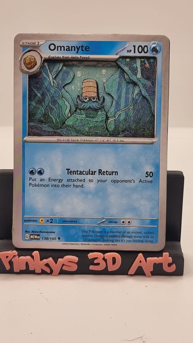 Omanyte pokemon 3d art card  3