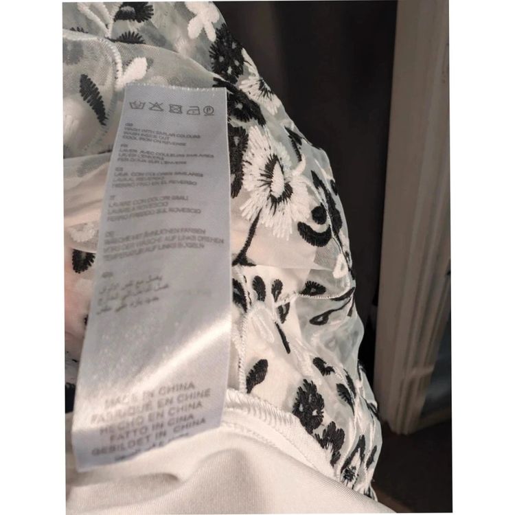 Yumi Dress White Black Floral Embroidered Lace Mesh Skater UK 14 Large image 2