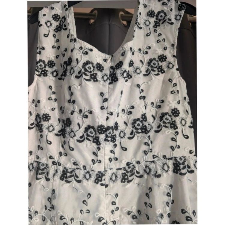 Yumi Dress White Black Floral Embroidered Lace Mesh Skater UK 14 Large image 4