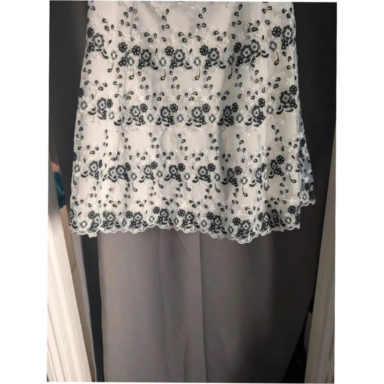 Yumi Dress White Black Floral Embroidered Lace Mesh Skater UK 14 Large image 5