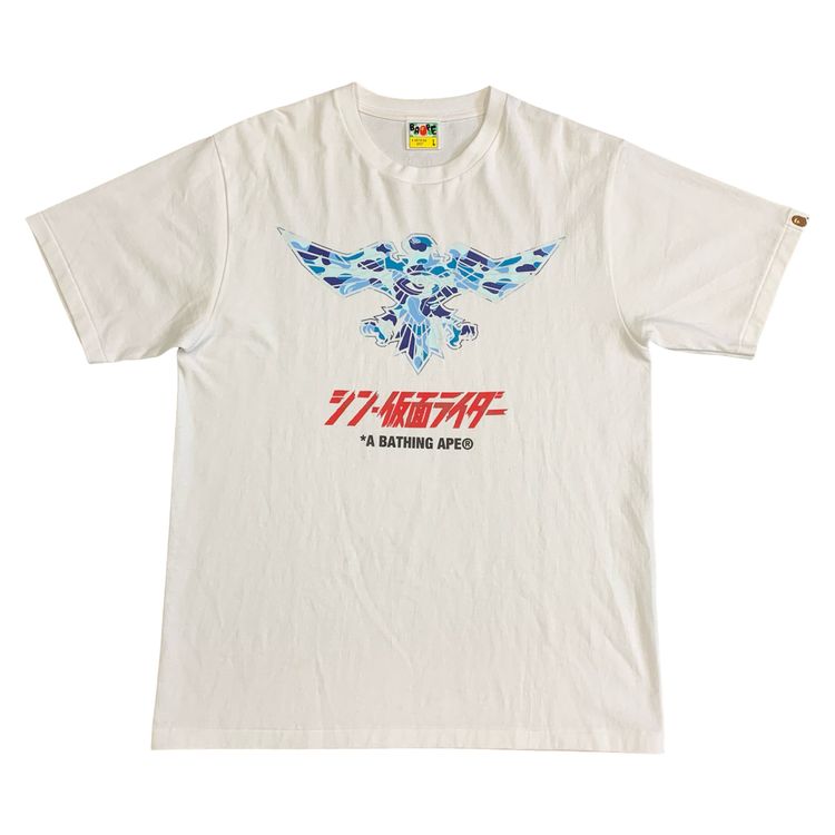 Bape Large Shin Kamen Rider Shocker Emblem ABC White T-Shirt A Bathing Ape image 1