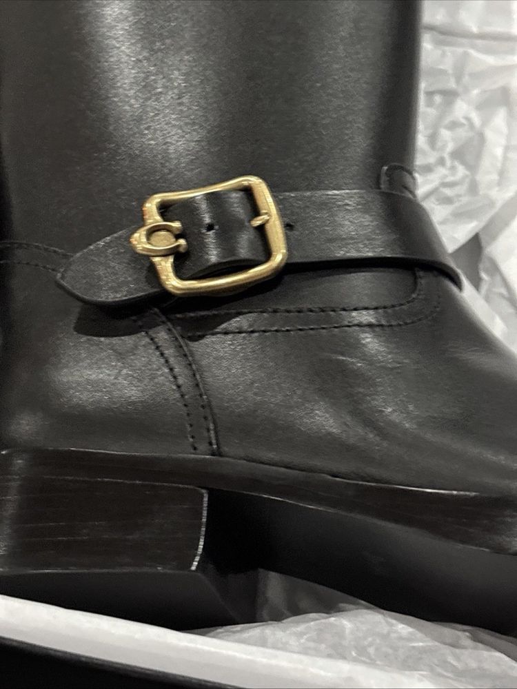Coach Madeline Leather Black Flat Boots Riding Style UK 6 EUR 38.5 US 8 £350 image 7