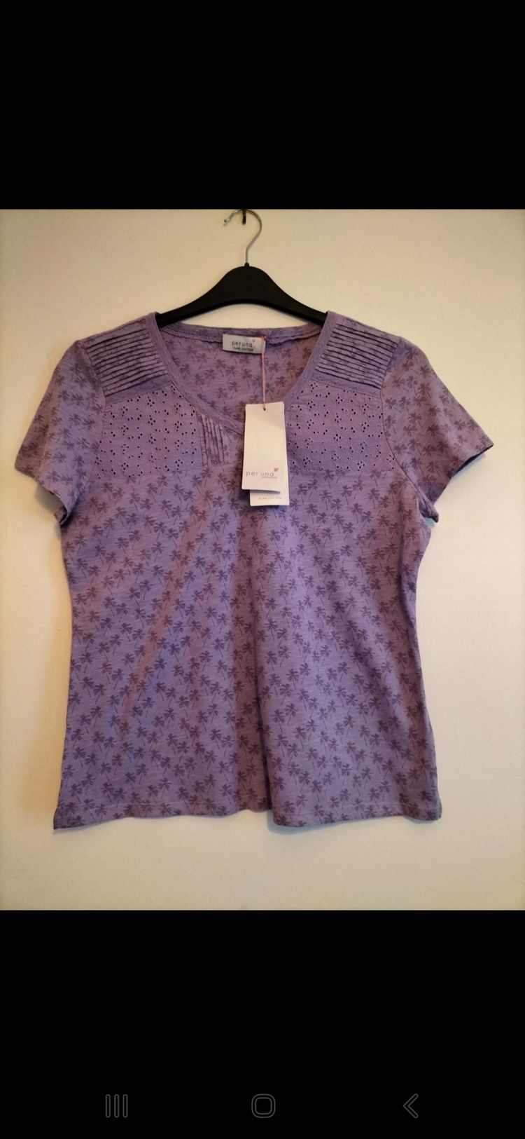 Per Una New With Tags - Per Una Purple Floral Short Sleeve Top - Size 14 product image