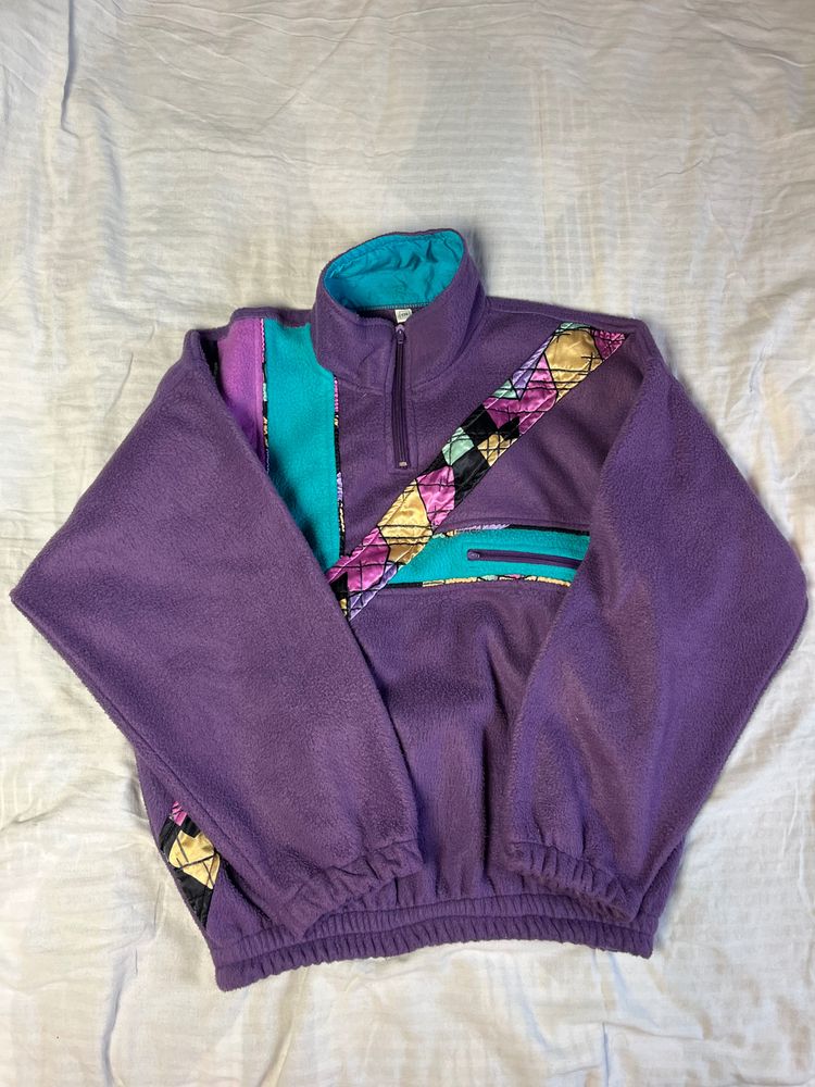 Other Purple vintage Fleece Pullover With Colorful Geometric Accents product image