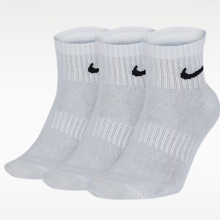 Nike White Ankle Socks 3-Pack Large 8-12 