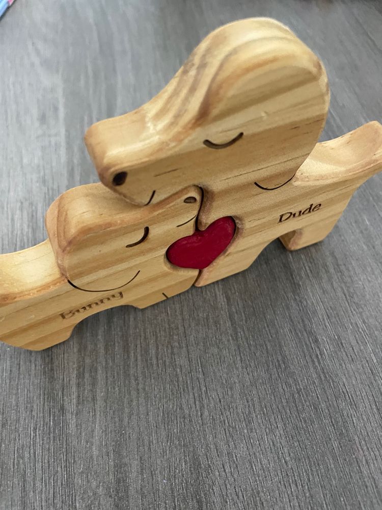Custom Wooden Dog Puzzle - Personalised Pet Family Keepsake, Dachshund Decor Gift