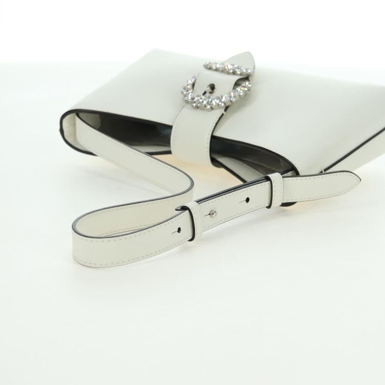 Jimmy Choo Cheri Crystal Hobo Shoulder Bag Leather White Silver Auth mr2419A - Jerrillo image 7
