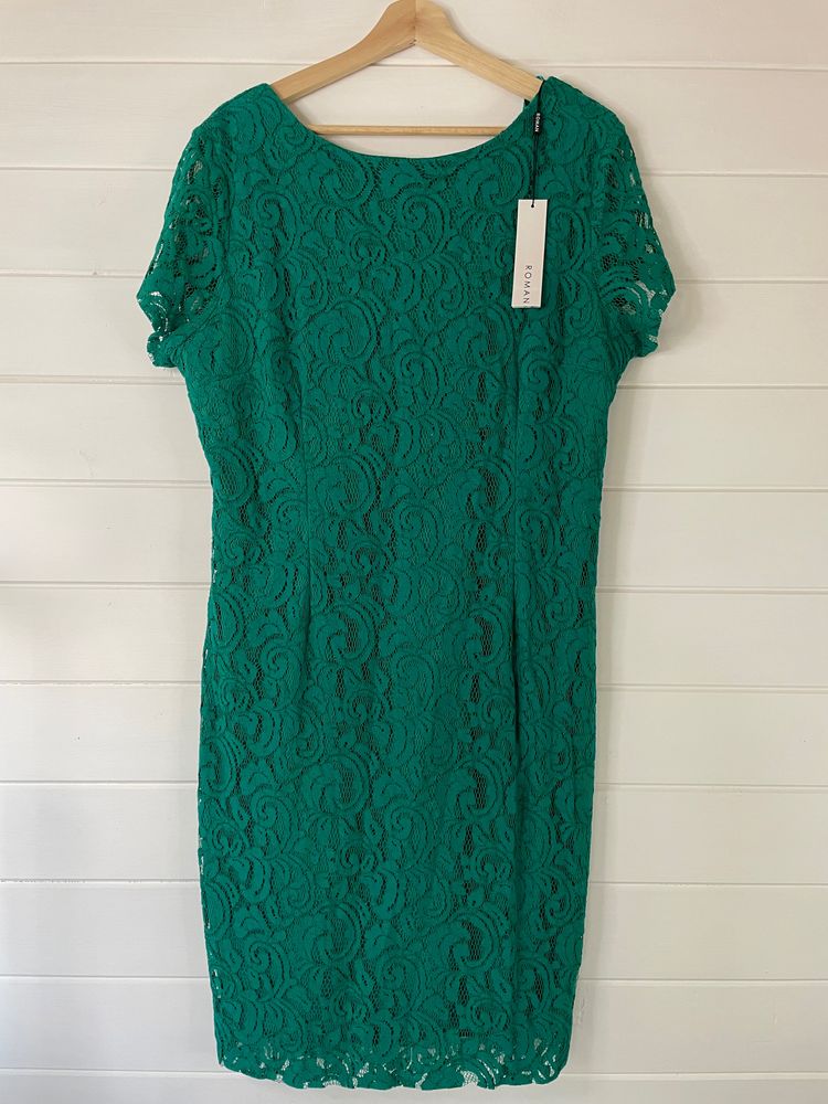 ROMAN green lace dress - size 18