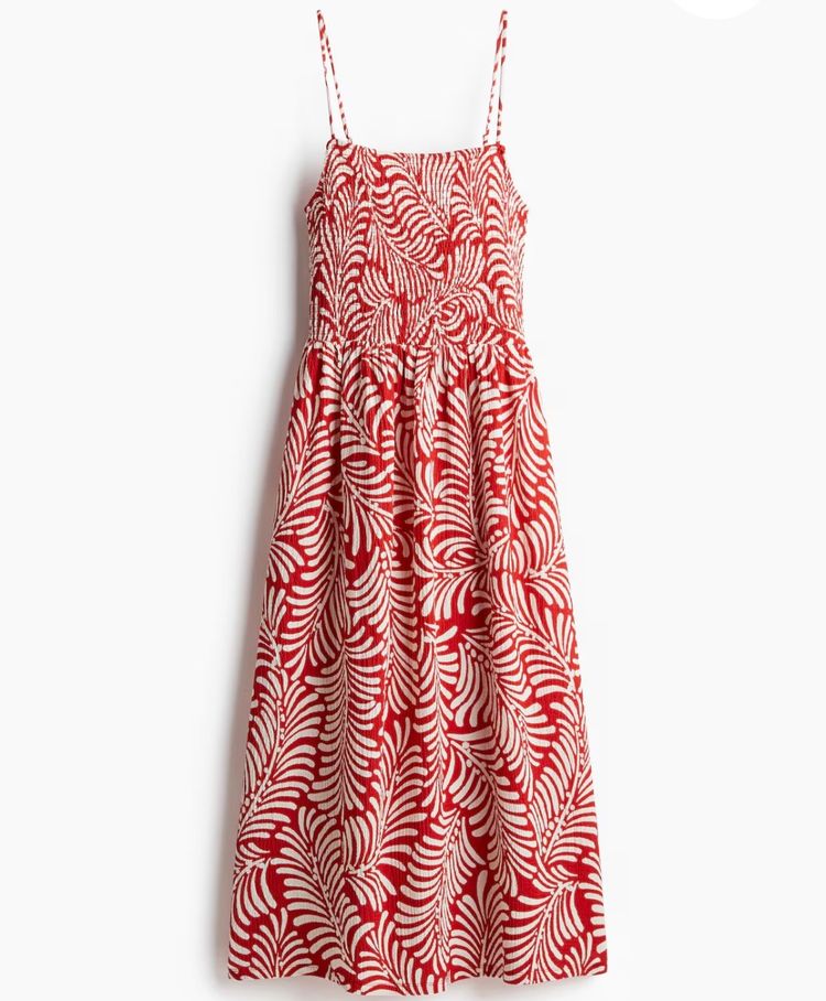 H&M red and white patterned midi dress product image