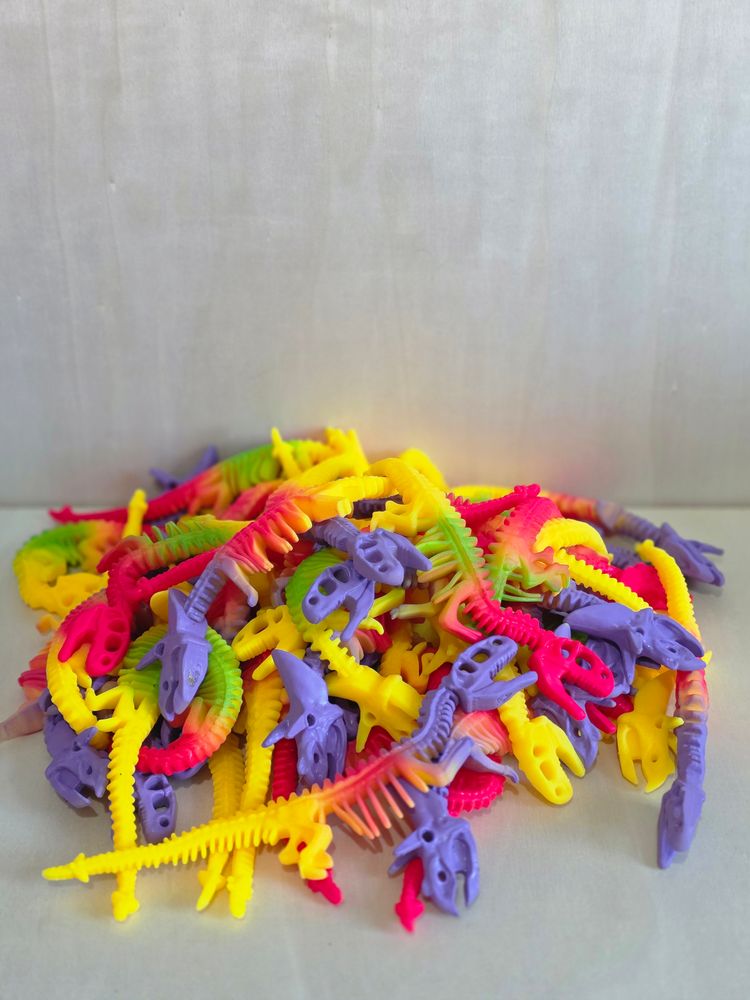 JobLot Of 46 x Squishy & Supa Stretchy Colorful Dinosaur Toys image 1
