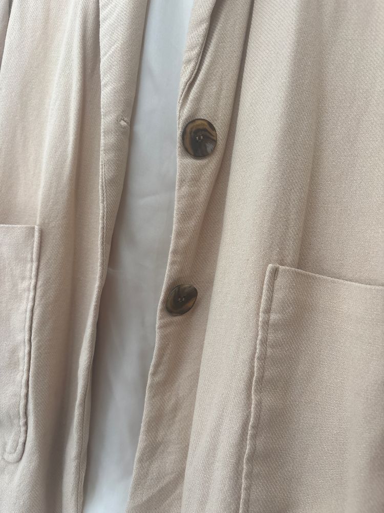 H&M linen blend Beige Blazer Jacket image 2
