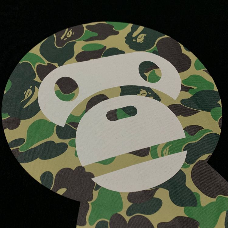 Bape XL Baby Milo Green ABC Camo Black Tee A Bathing Ape image 10