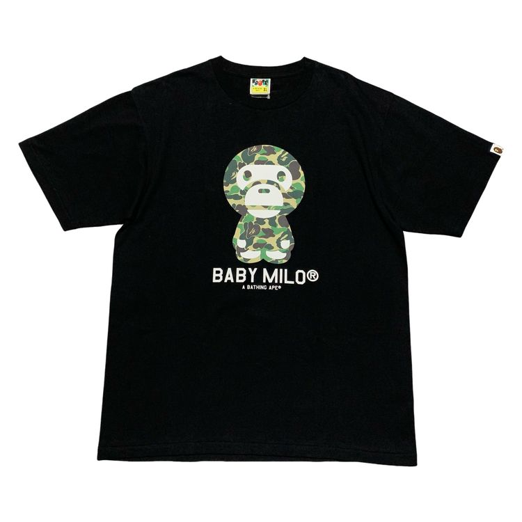 Bape XL Baby Milo Green ABC Camo Black Tee A Bathing Ape image 1