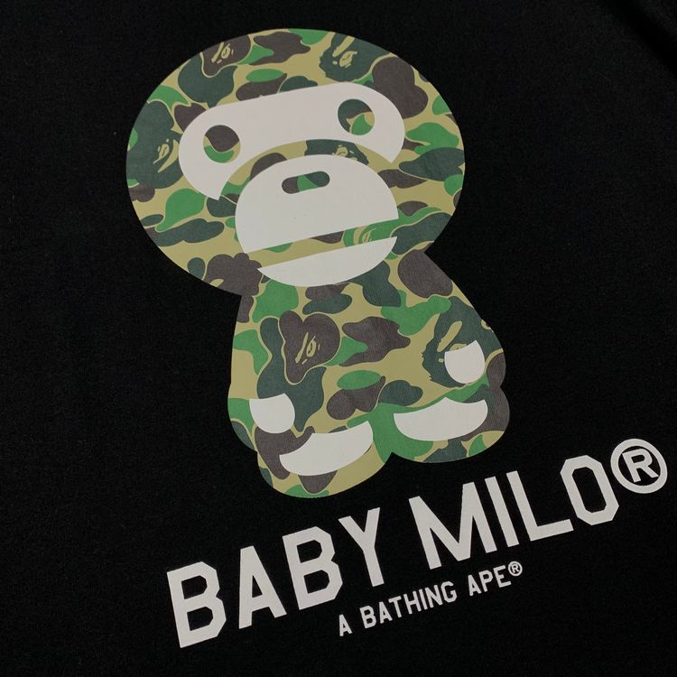 Bape XL Baby Milo Green ABC Camo Black Tee A Bathing Ape image 3