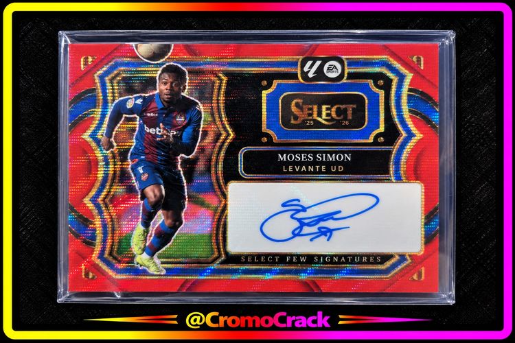 AUTO/ Moses Simon Few Signatures Red Wave Panini Select La Liga 2025/26 imagen 1