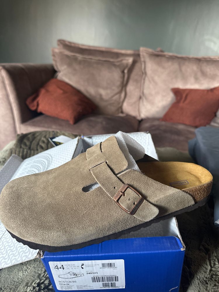 Brown Birkenstock Suede Slip-On Clogs