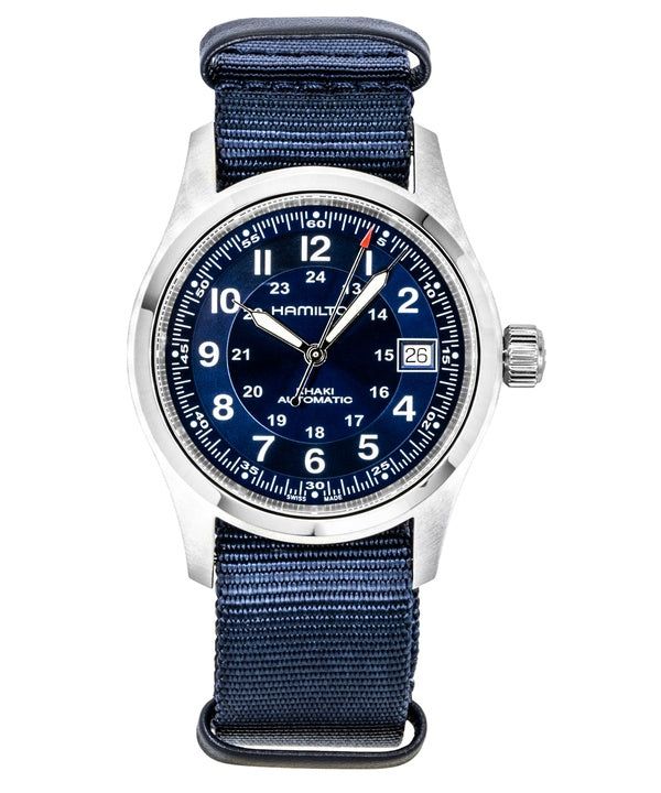 Hamilton Khaki Field Textile NATO Strap Blue Dial Automatic H70455940 100M Men's Watch image 1