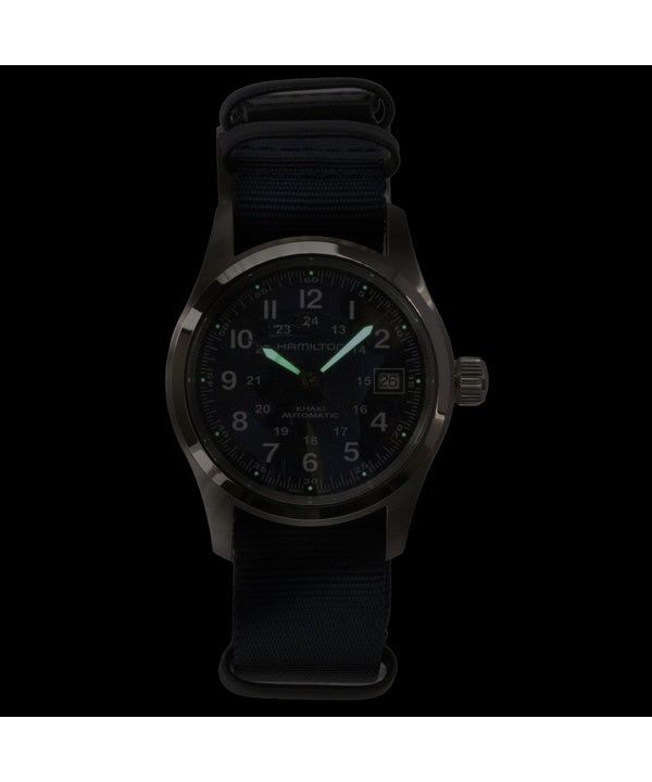 Hamilton Khaki Field Textile NATO Strap Blue Dial Automatic H70455940 100M Men's Watch image 2