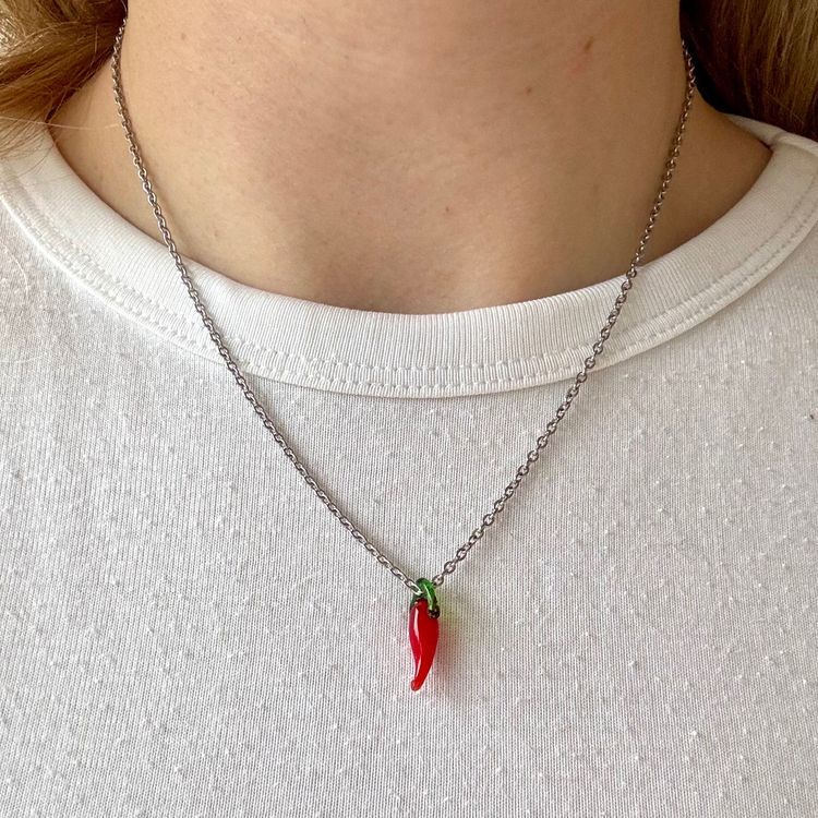Other Silver Chain Necklace With Red Chili Pepper Pendant product image